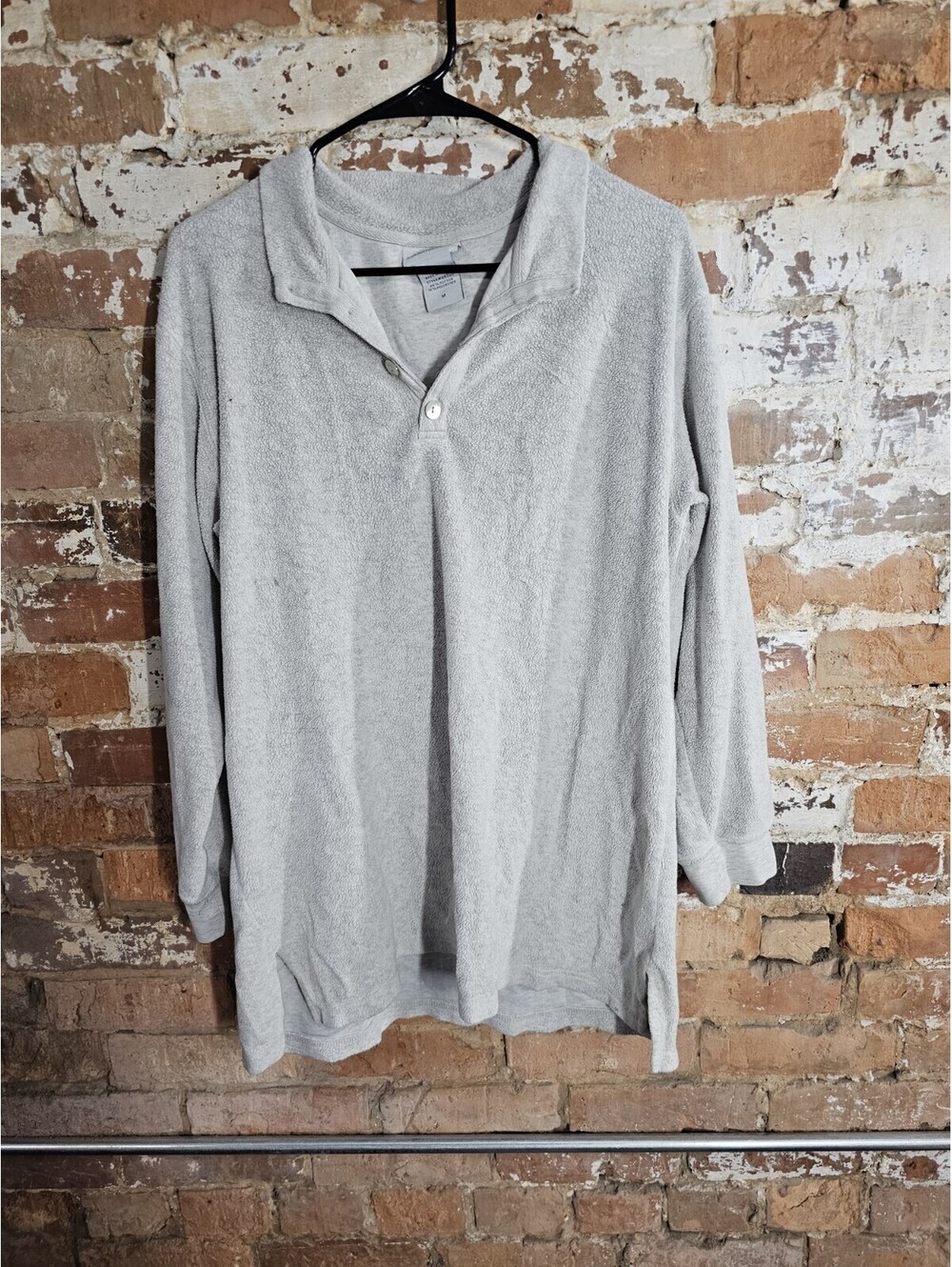 Soft Surroundings Women's M Cream Fleece Henley Tunic Pullover Cozy Lagenlook